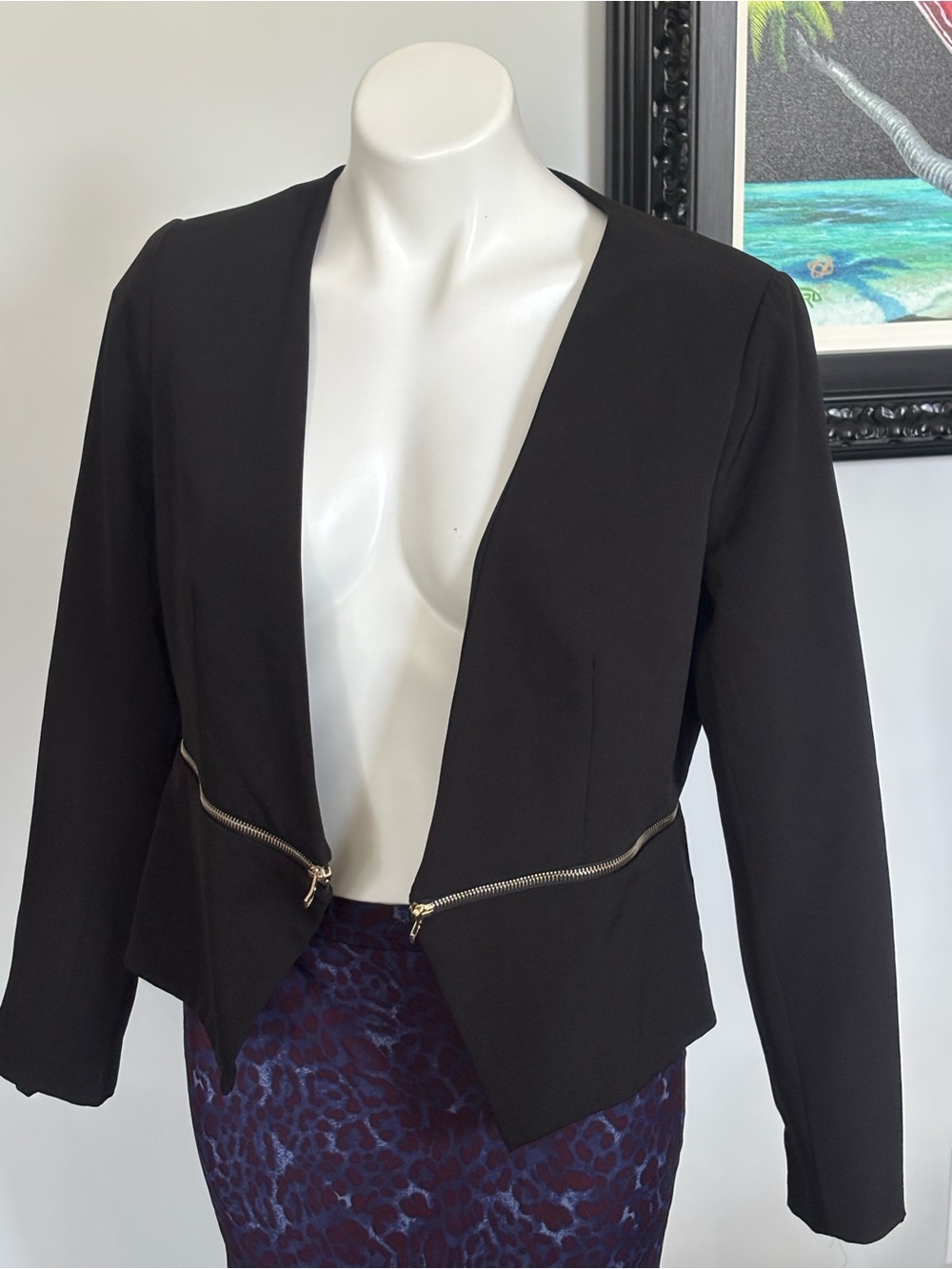 Philosophy Republic Black Open-Front Jacket with Zippers PTP 20”